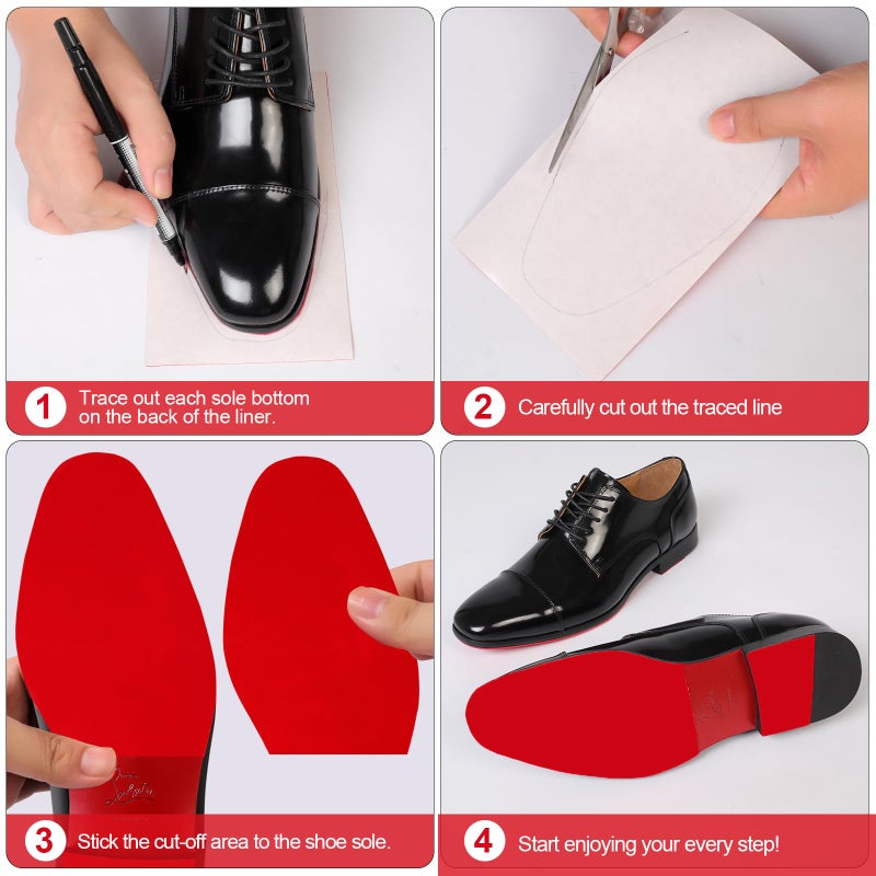 GQTJP Shoe Sole Protector, 4 Pcs Self Adhesive Shoe Bottom Protector for High Heels, Silicone Anti Slip Shoe Grips on Bottom of Shoes, Sole Guard Non Slip Pads for Shoes(12'' by 5'') - Image 4